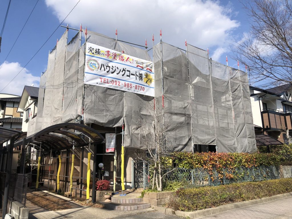 3/4完成です。太宰府市大佐野・S様邸　外壁塗装・屋根塗装工事