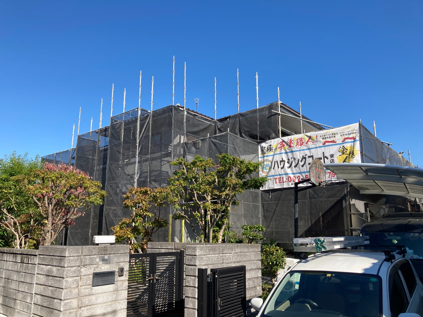 福岡市南区皿山・K様邸　外壁塗装工事　10/26着工です。