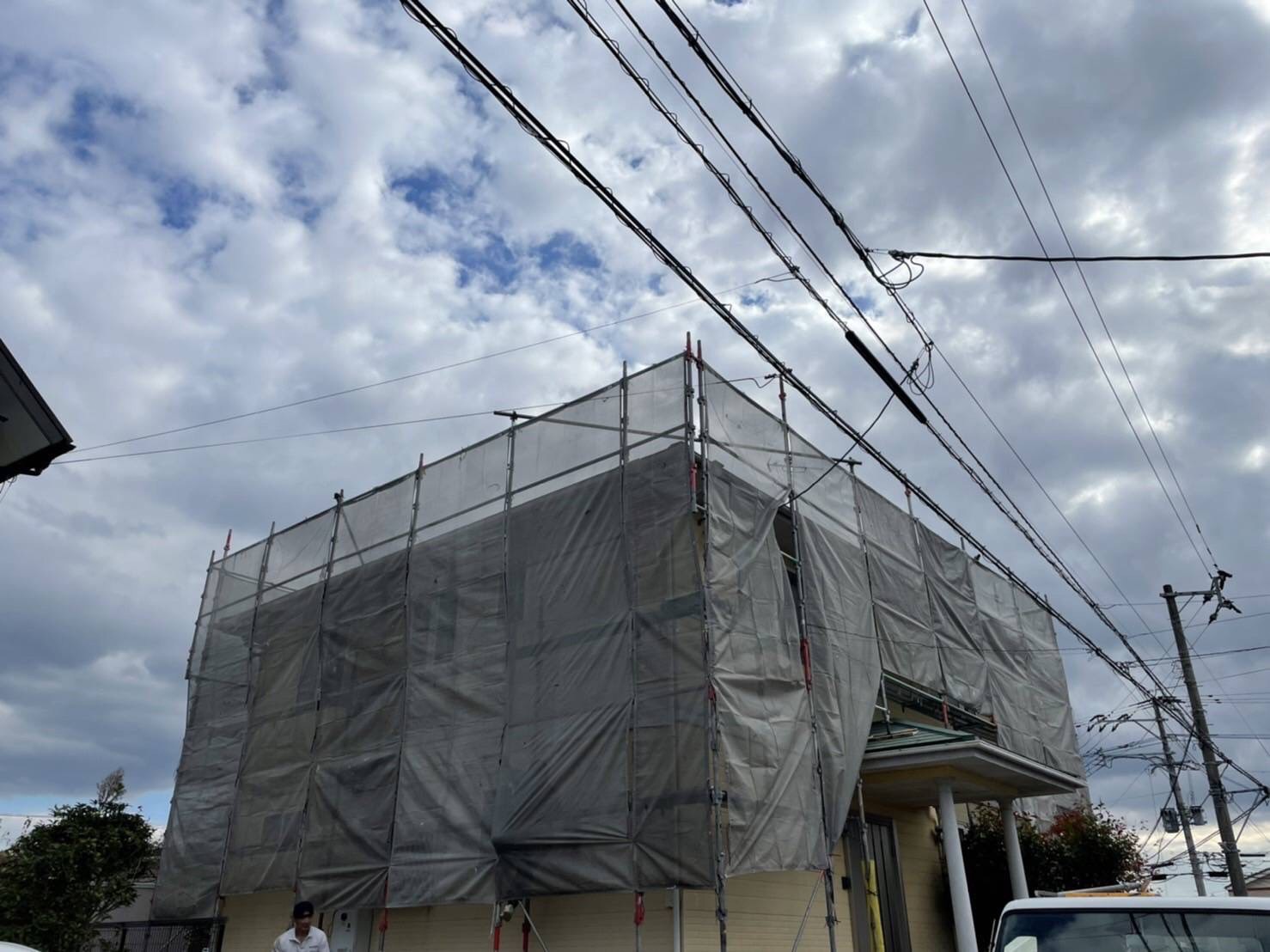 太宰府市国分・K様邸　外壁塗装・屋根塗装工事　11/13着工です。