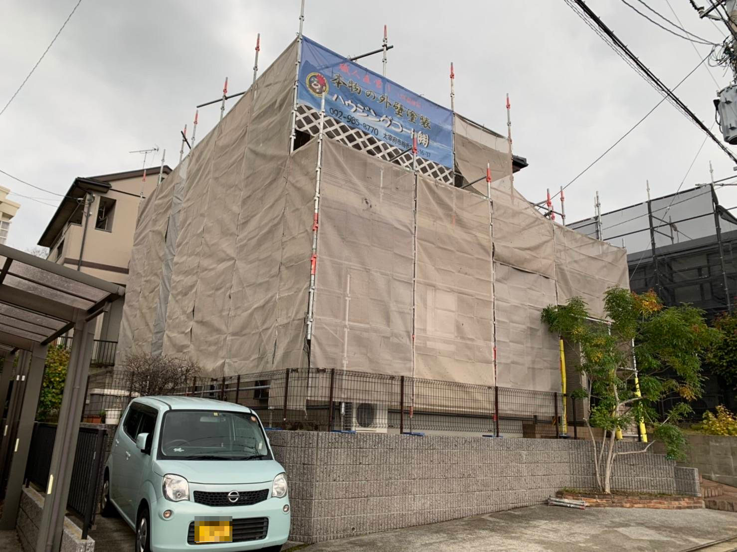 太宰府市向佐野・F様邸　外壁塗装・屋根塗装工事　12/3着工です。