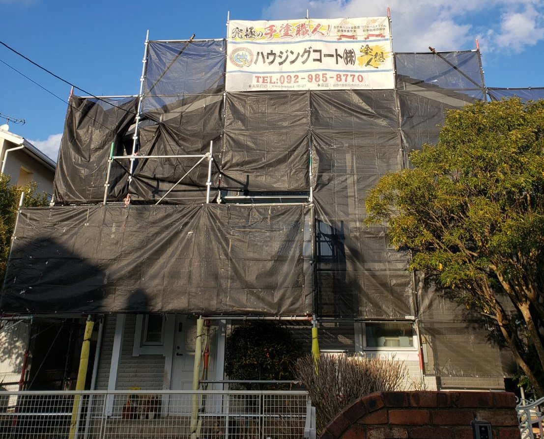 筑紫野市岡田・N様邸　外壁塗装・屋根塗装工事1/6着工です。