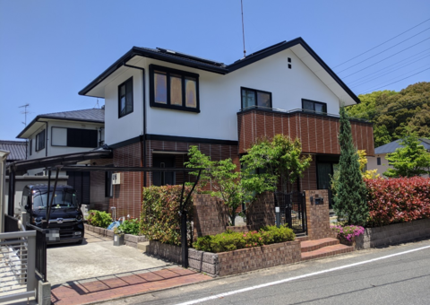 福岡県筑紫野市原田のS様邸でSHANGRI-LAを使用した外壁塗装工事を行いました。5/7完成です。【OB様からのご紹介より】