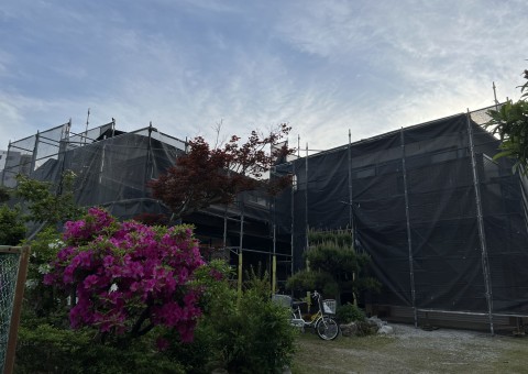 福岡県筑紫野市針摺東・N様邸　外壁塗装・屋根塗装工事　4/25着工です。