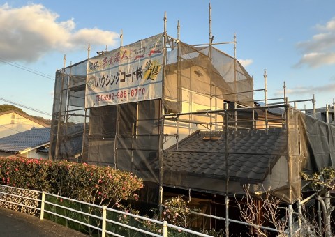 福岡県太宰府市石坂・M様邸　外壁塗装・屋根塗装工事　1/4着工です。【ホームページより】
