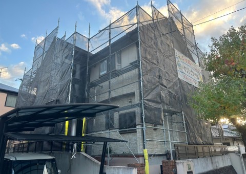 福岡県大野城市宮野台のK様邸でフッ素塗料のエシカルプロクールFを使用した外壁塗装を行っていきます。11/14着工です。【OB様からのご紹介より】